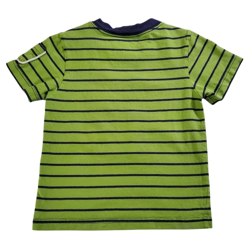 K1207 * Baby Gap Boys Number 1 Striped Tee Navy Blue Green Size 18/24M